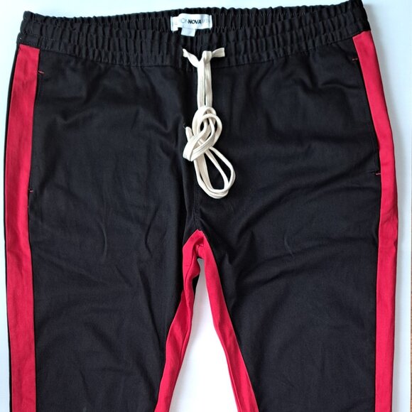 Fashion Nova MensTravis Twill Joggers Heavy Black and Red Cotton Pants Size XXL - Picture 2 of 10